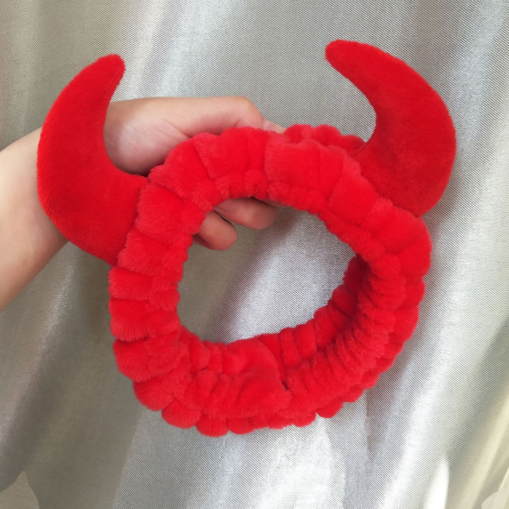 Red Horn Hair Band Wash Face Headband